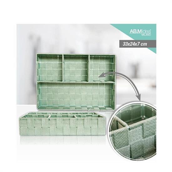 CESTO WIKER CON SCOMPARTI 33 X 24 X H7 CM COLORE VERDE MENTA