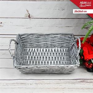 CESTA RETTANGOLARE SILVER CM.28X20X8